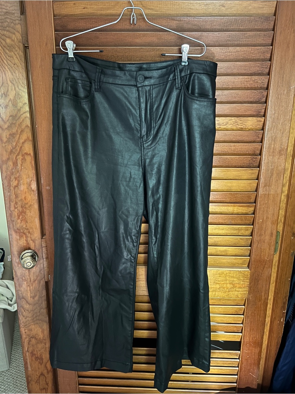 Kut from the Kloth Black Faux Leather Wide-Leg Jeans